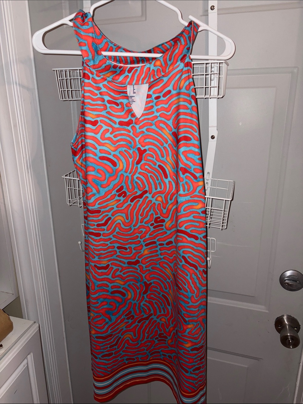Guy Harvey Coral & Turquoise Swirl Keyhole Mini Dress